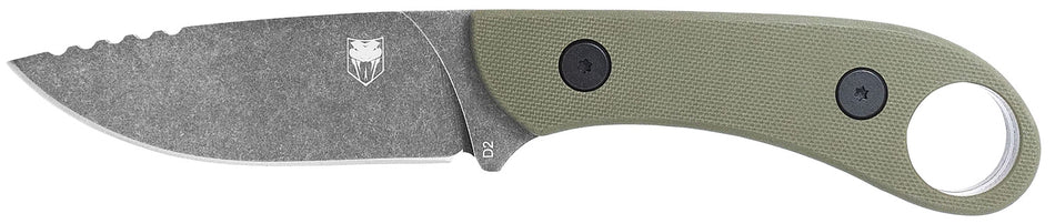 CobraTec Knives Skinner Gen II 3.50" Fixed Stonewashed D2 Blade, OD Green Textured G10 Scales, Finger Ring, Kydex Sheath Included