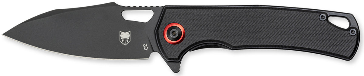 CobraTec Knives Wolverine 3.13" Folding Plain Black Stonewashed D2 Blade, 4.25" Black Textured G10 Handle Ceramic Ball Bearing