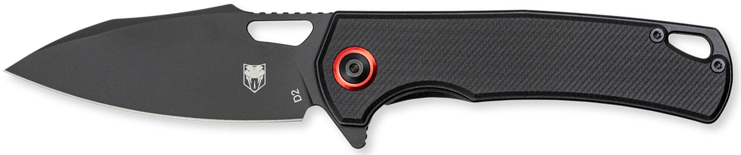 CobraTec Knives Wolverine 3.13" Folding Plain Black Stonewashed D2 Blade, 4.25" Black Textured G10 Handle Ceramic Ball Bearing