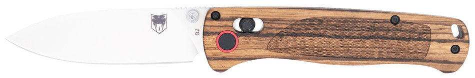 CobraTec Knives Zebrawood Bar Lock 3" Folding Plain Satin D2 Steel Blade, 4.25" Zebrawood Handle Includes Pocket Clip