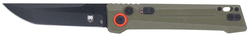 CobraTec Knives Inferno OTF Tanto 3.50" Black TiCN D2 Steel Blade, 4.75" OD Green Ergonomic Handle with Tip-Up Clip
