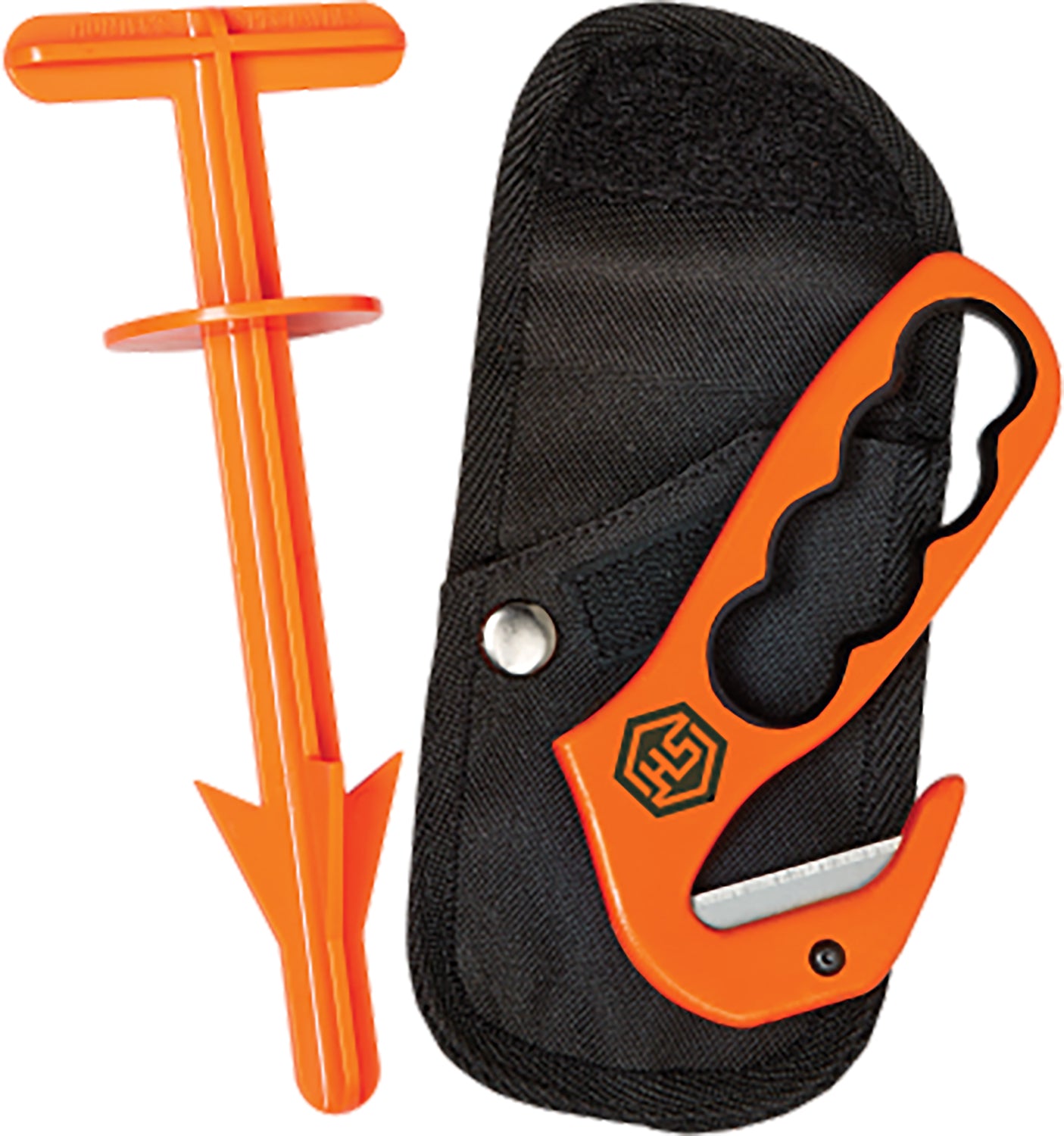 Hunter's Specialties HS-01610 Gut Hook Combo Butt Out 2 Field Dressing Tool Replaceable Blade Black Rubber Finger Grips