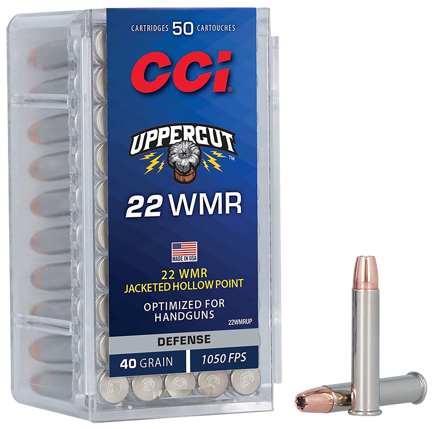 CCI Uppercut .22 Magnum / WMR 40 grain Jacketed Hollow Point ammunition
