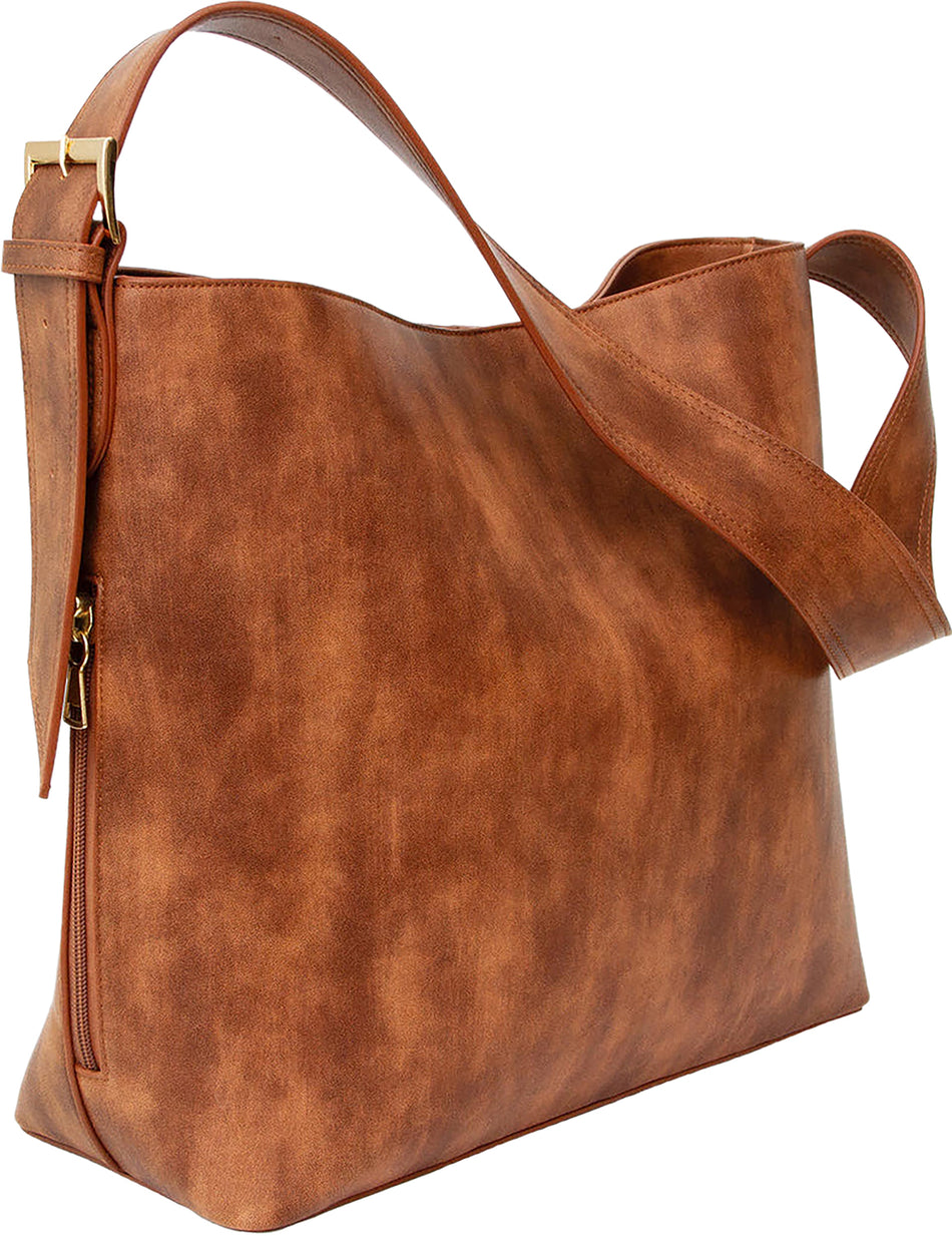 Bulldog Shoulder Computer Bag with Holster Pocket in Distressed Brown