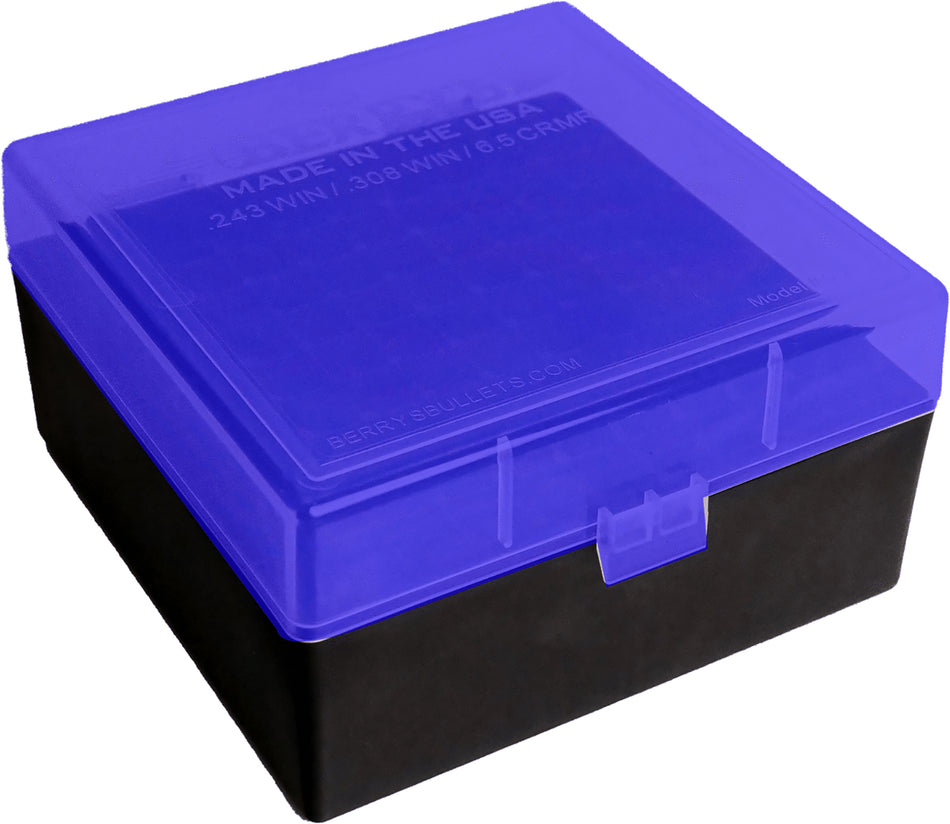Berry's 87439 Polypropylene Flip-Top Ammo Box 100rd Blue and Black