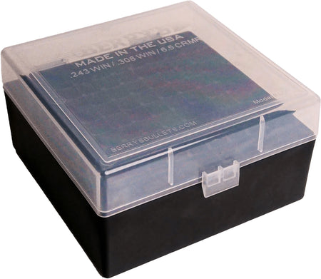 Berry's 25338 Polypropylene Flip-Top Ammo Box 100rd Clear and Black