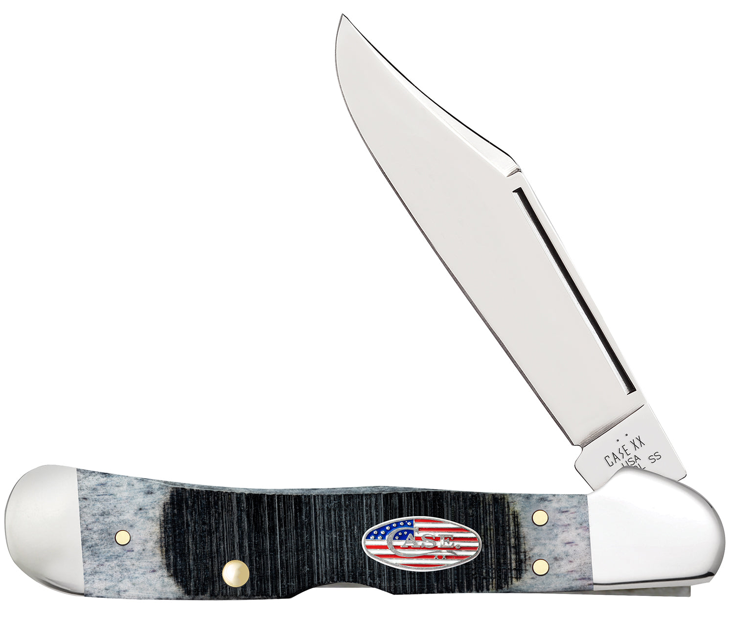 Case 53063 Folding CopperLock Stars & Stripes Knife, 2.99" Tru-Sharp SS Wharncliffe Blade, American Flag Shield Handle