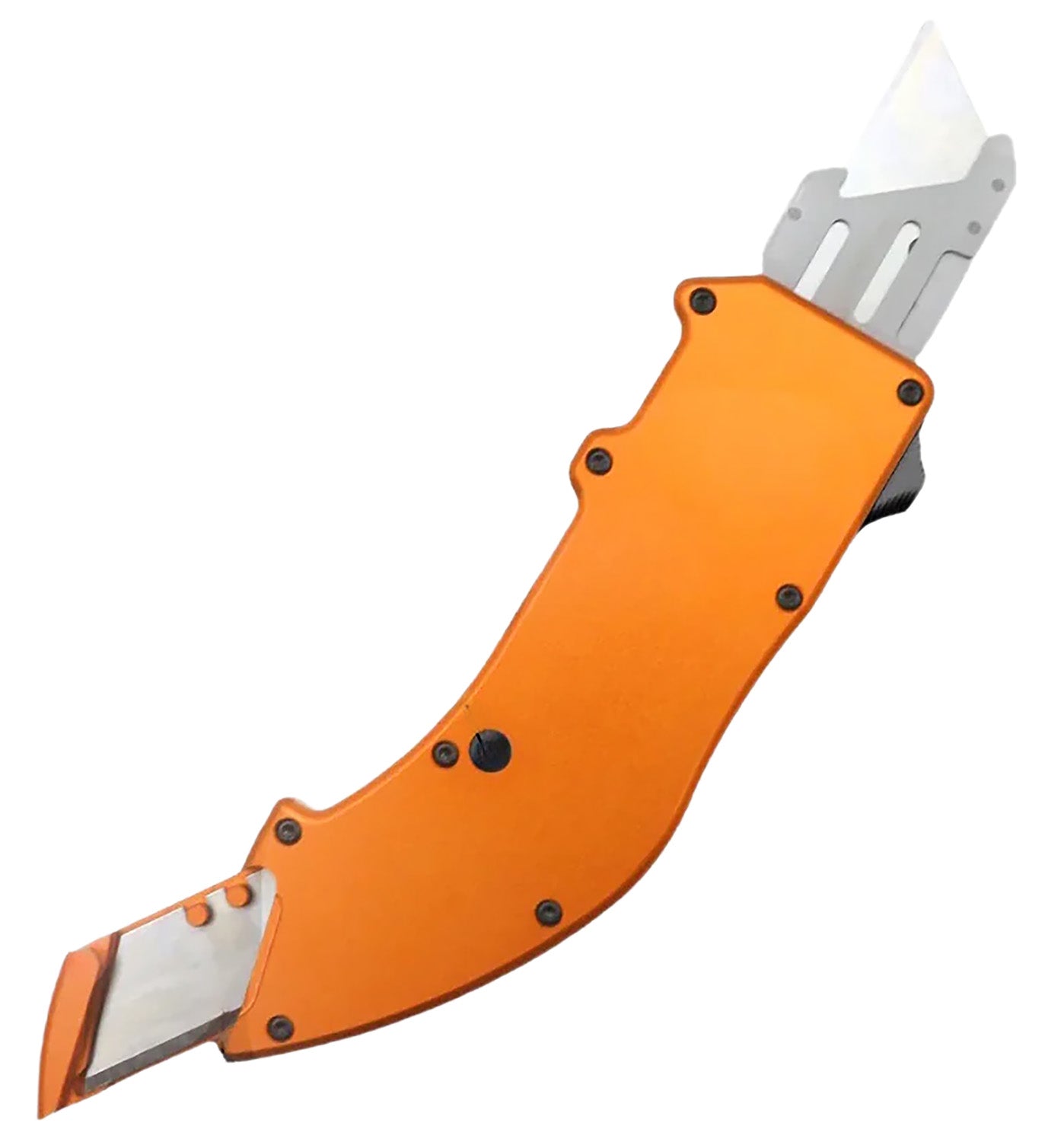 Templar Knife Squire OTF Utility Razor Orange Aluminum Handle 5.38", Five SK5 Razors Included with Pocket Clip
