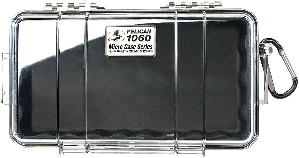 Pelican Micro Case 9.88 Inch Black/Clear Polycarbonate Watertight with Carabiner
