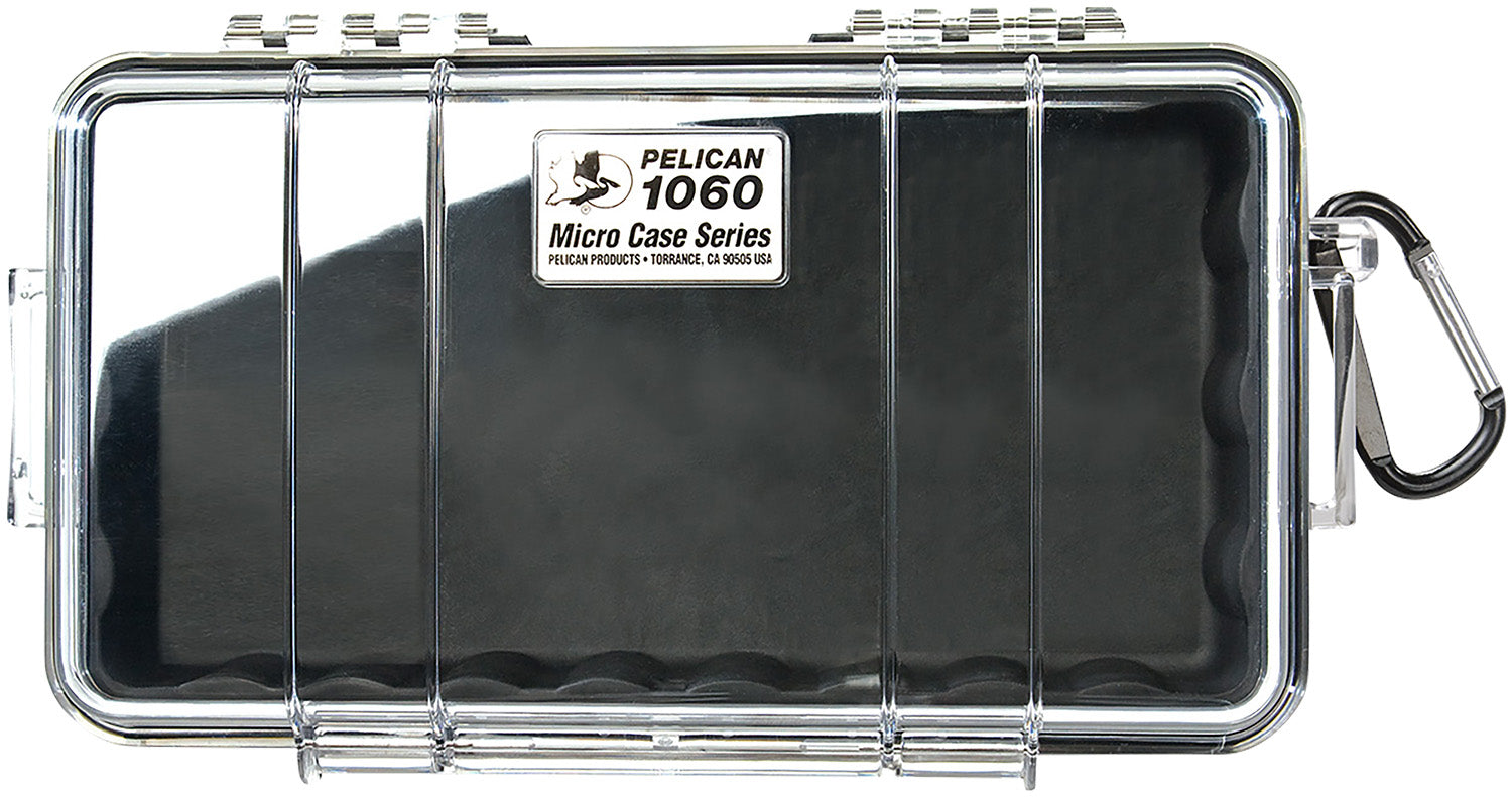 Pelican Micro Case 9.88 Inch Black/Clear Polycarbonate Watertight with Carabiner