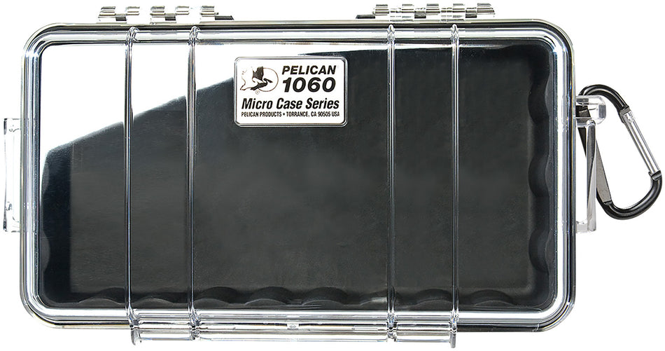 Pelican Micro Case 9.88 Inch Black/Clear Polycarbonate Watertight with Carabiner