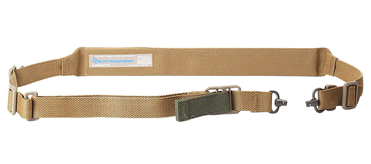 Blue Force Gear Vickers 221 Coyote Brown Padded One-Two Point Push Button Rifle Sling OAL 57"-67"
