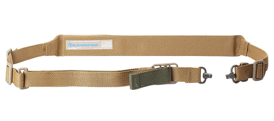 Blue Force Gear Vickers 221 Coyote Brown Padded One-Two Point Push Button Rifle Sling OAL 57"-67"