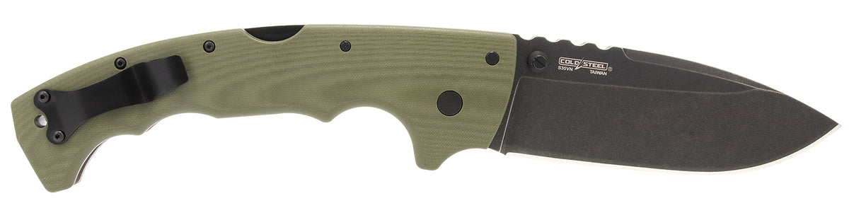 Cold Steel 5-Max 5" Plain Drop Point Stonewashed S35VN Folding Knife OD Green G10 Handle Tri-Ad Lock