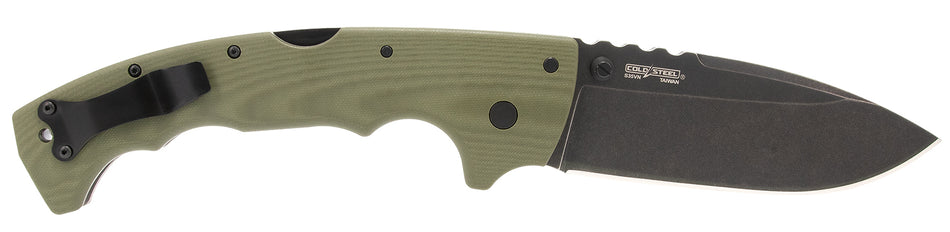 Cold Steel 5-Max 5" Plain Drop Point Stonewashed S35VN Folding Knife OD Green G10 Handle Tri-Ad Lock