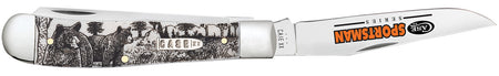 Case 81223 Folding Sportsman Trapper Knife, Tru-Sharp SS Clip & Spey Blades, Bear Wildlife Natural Bone Handle