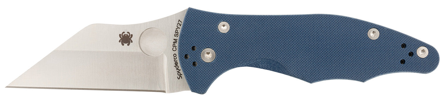 Spyderco Yojimbo 2 Folding Knife C85GPCBL2, 3.20" CPM SPY27 Wharncliffe Blade with Cobalt Blue G10 Handle