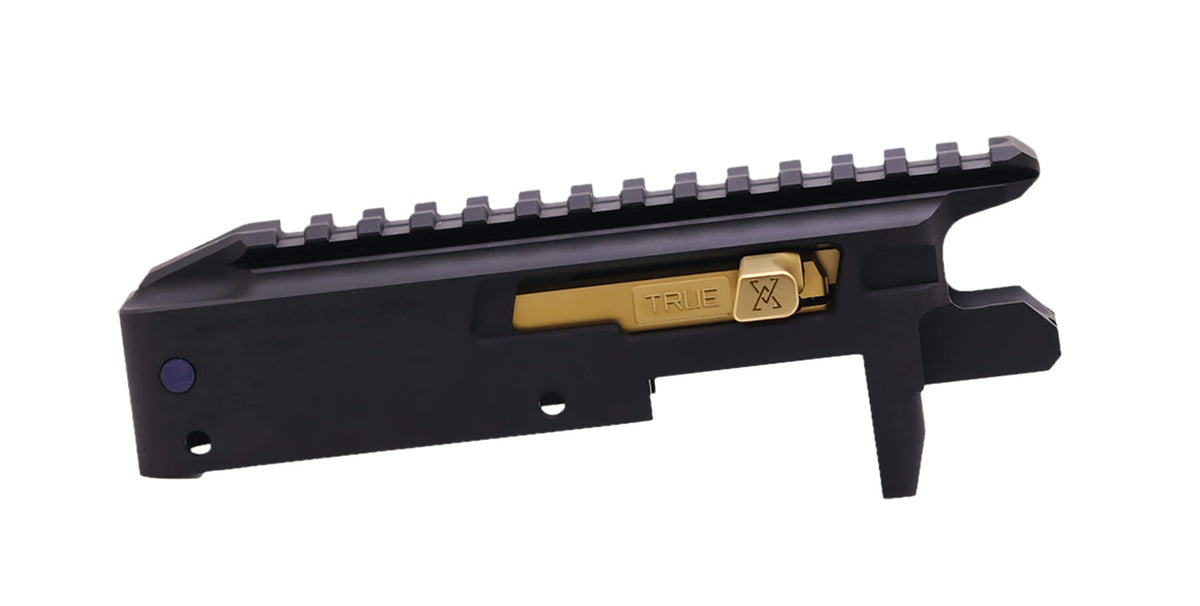 True Precision TP1022CMPRCBLG TP/22 Black Anodized Receiver Set Gold Bolt
