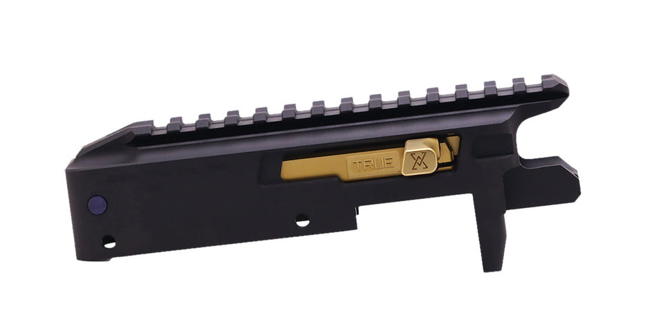 True Precision TP1022CMPRCBLG TP/22 Black Anodized Receiver Set Gold Bolt