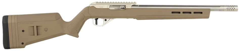 True Precision Inc TP1022FDE3SS TP/22 22 LR 16" Match Grade Barrel, Clear Coat Silver Anodized Aluminum Receiver w/Picatinny Rail, M-LOK Forend, Flat Dark Earth Magpul Hunter X-22 Polymer Stock