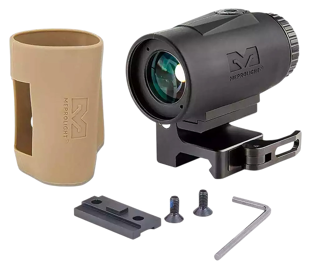 Meprolight USA MMX4 Micro Magnifier 4x24mm, Picatinny, Side Flip Mount Included, Black