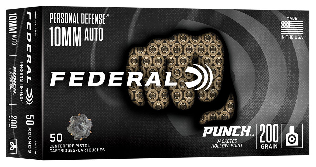 Federal PUNCH 10mm Auto 200 grain Jacketed Hollow Point ammunition