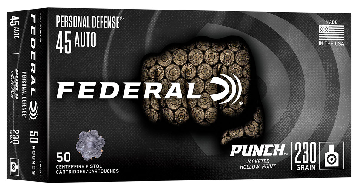 Federal Punch .45 ACP/Auto 230 grain Jacketed Hollow Point ammunition