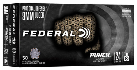 Federal PUNCH 9mm Luger / Parabellum 124 grain Jacketed Hollow Point ammunition