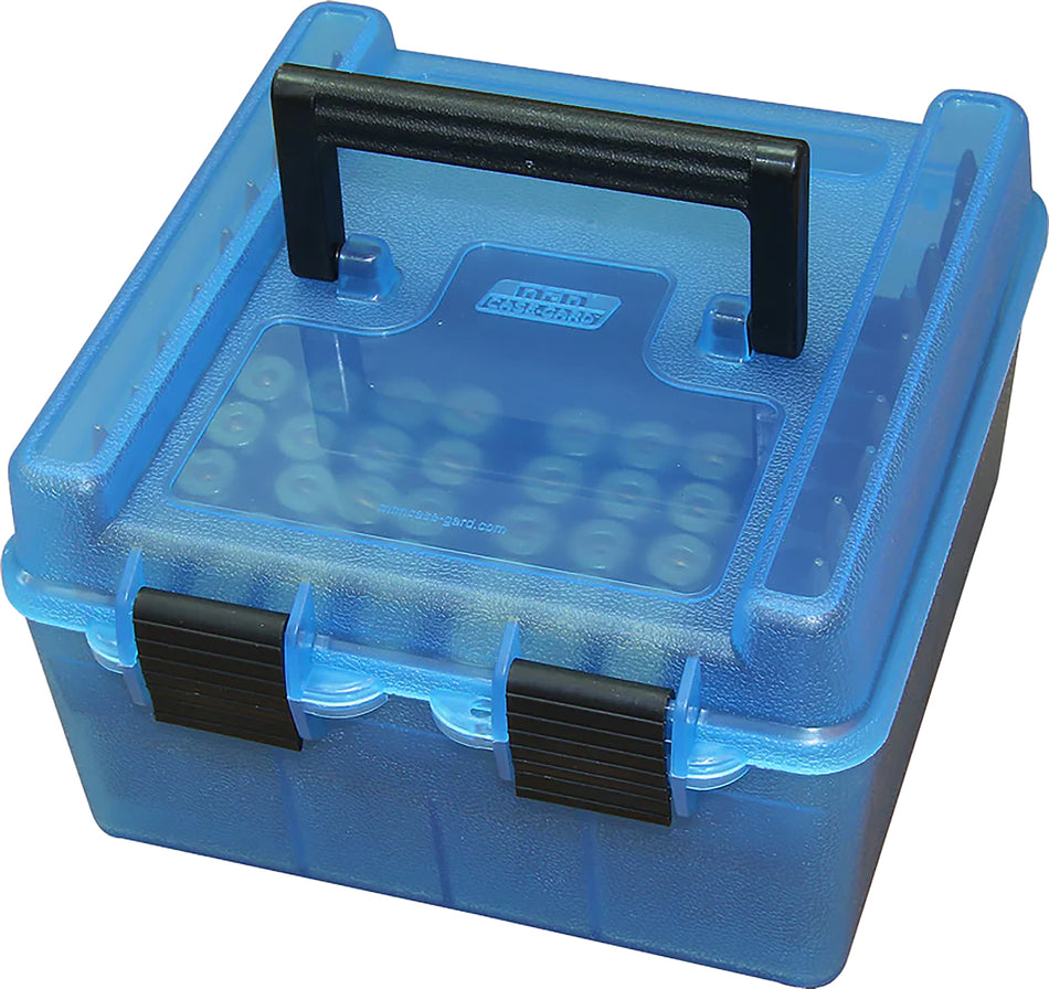 MTM Case-Gard R100MAG24 Deluxe Ammo Box 100rd Blue Polypropylene Adjustable Tray