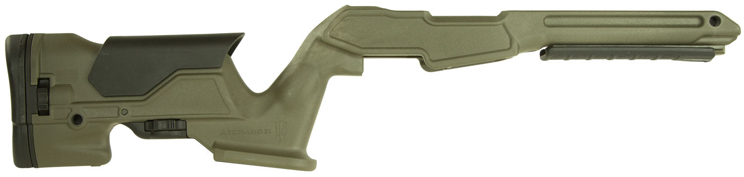 Archangel AAP1022OD Fixed Precision Stock with Adjustable Cheek Riser OD Green Synthetic for Ruger 10/22 Rifles