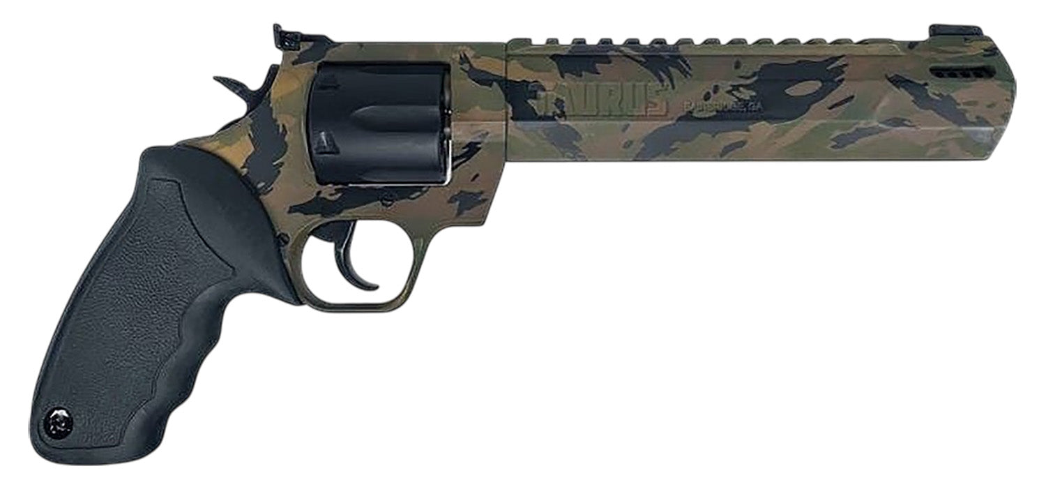 Taurus 2-357081RH-DTSC Raging Hunter Large 357 Mag/38 Special +P 7 Shot 8.37" Camo Picatinny Rail/Ported Barrel, Matte Black Cylinder, Camo Alloy Steel Frame, Transfer Bar Safety, Exposed Hammer