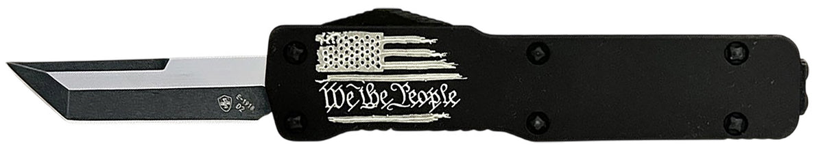 Templar Knife Cali Legal Premium LW We The People OTF Tanto Plain Black D2 Steel Blade, Aged Aluminum Handle