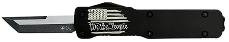 Templar Knife Cali Legal Premium LW We The People OTF Tanto Plain Black D2 Steel Blade, Aged Aluminum Handle