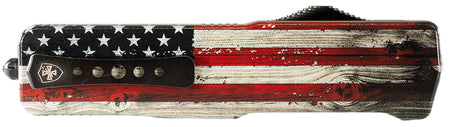 Templar Knife Premium Weighted Slim OTF Drop Point 3.16" Powder Coated D2 Blade 4.93" US Flag Aluminum Handle