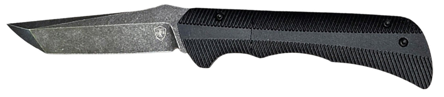 Templar Knife Auto Assist 3.25" Folding Plain D2 Steel Tanto Blade 4.25" Black Aluminum Textured Handle