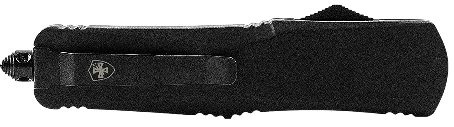 Templar Knife Gen II Slim OTF Drop Point 3.43" Black Oxide 440C SS Blade 5.05" Black Aluminum Rubber Handle