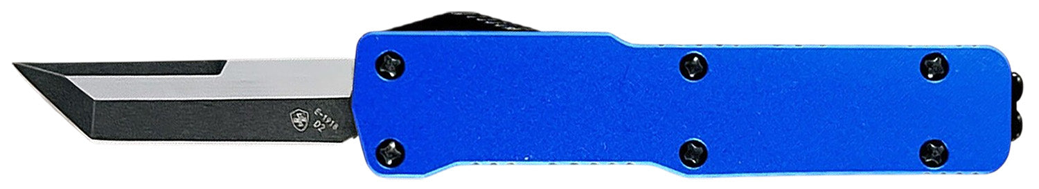 Templar Knife Premium Lightweight Micro OTF Tanto 1.85" Powder Coated D2 Blade Blue Aluminum Handle California Legal