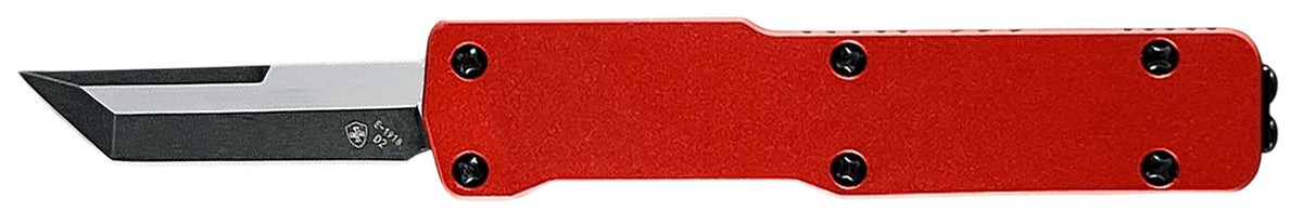 Templar Knife Premium LW Micro 1.85" OTF Tanto D2 Steel Blade with 3.50" Red Anodized Aluminum Handle, CA Legal