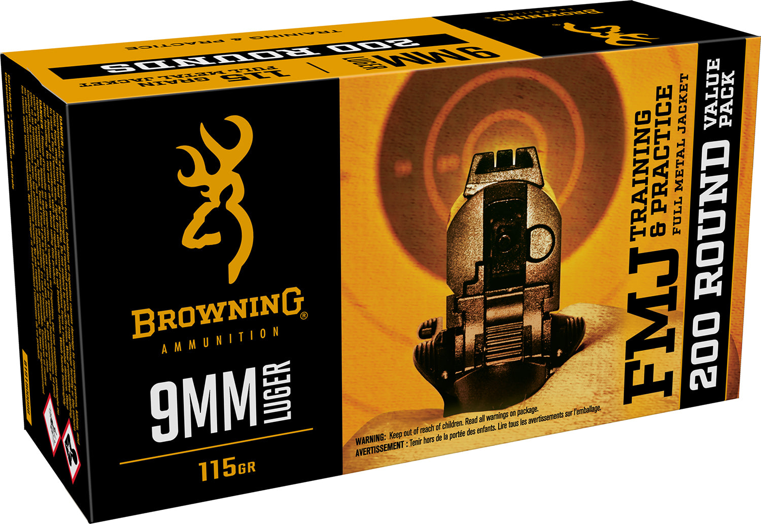 Browning Training & Practice Value Pack 9mm Luger / Parabellum 115 grain Full Metal Jacket ammunition