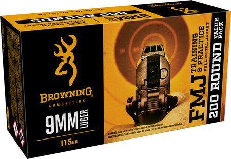 Browning Training & Practice Value Pack 9mm Luger / Parabellum 115 grain Full Metal Jacket ammunition