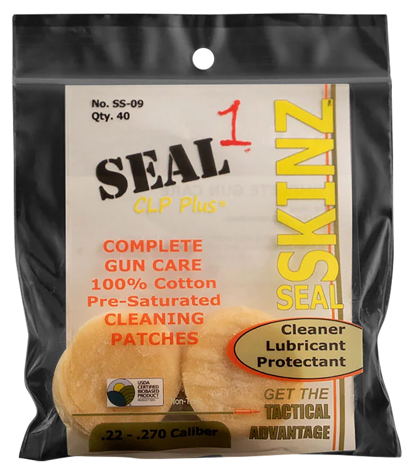 Seal 1 SS-09 SKINZ Cleaning Cloths Patches 22-270 Cal 1.25" Cotton