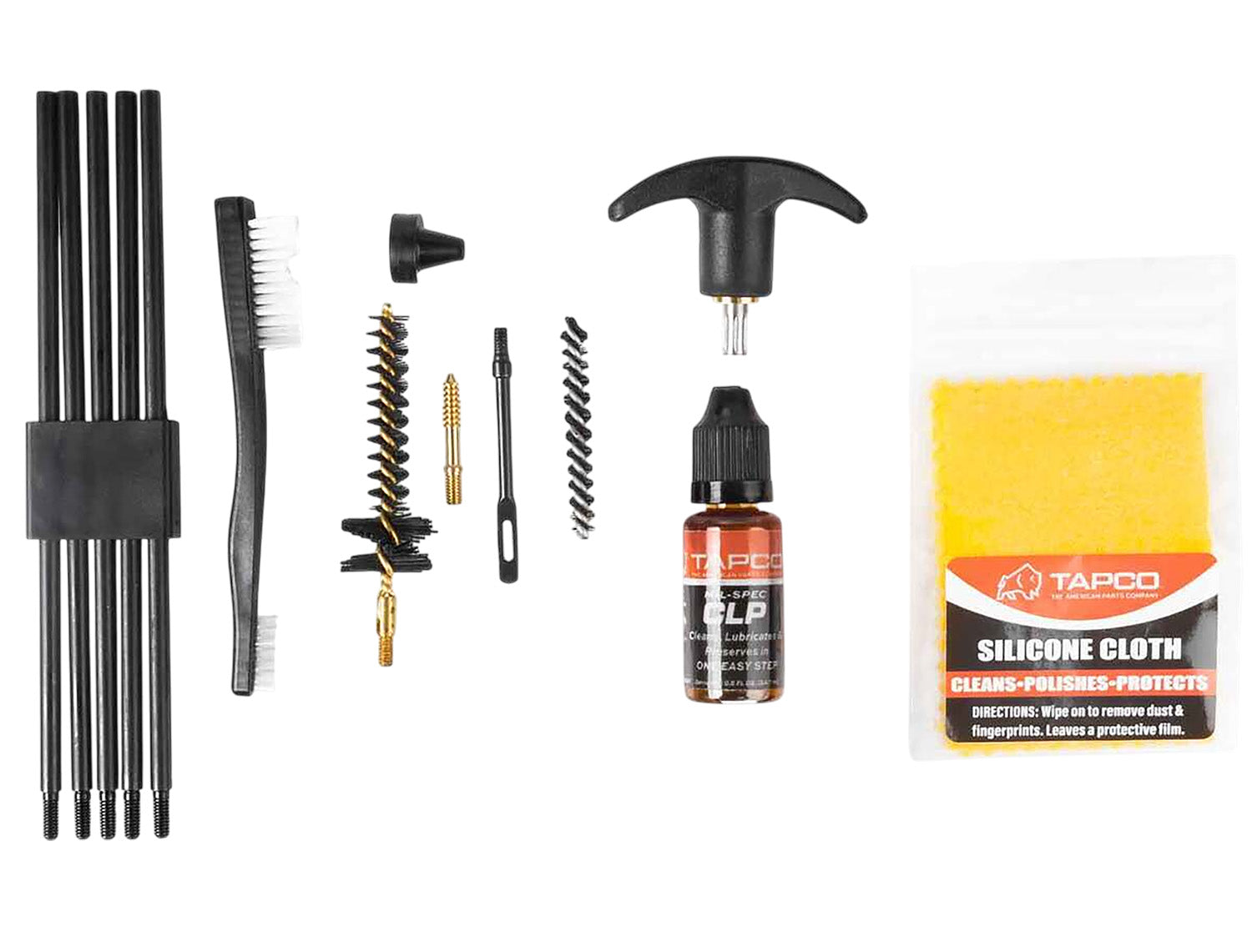 Tapco AR-15 5.56 223 Rifle Bore Cleaning Kit with Rod and Patches Black