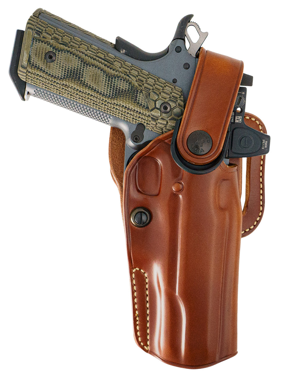 Galco APO224R OWB Tan Steerhide Strongside Crossdraw Belt Holster Fits Glock 17 Gen1-5 Right Hand