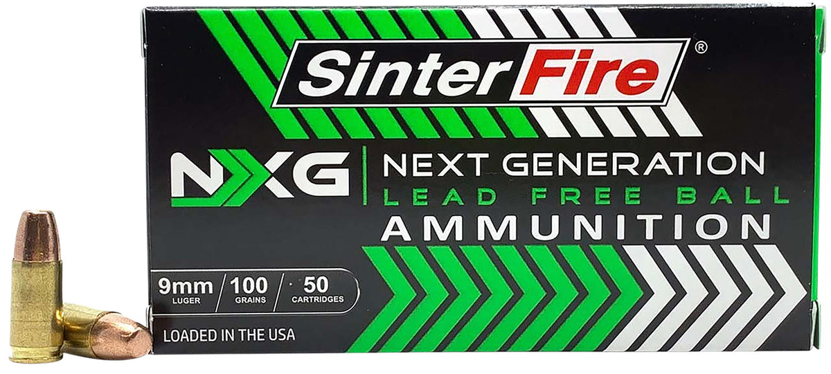 Sinterfire NXG Lead Free Ball Pistol Ammo 9mm 100 gr. Lead Free Ball 50 rd. Brass LF Primer