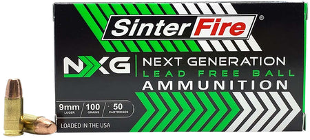 Sinterfire NXG Lead Free Ball Pistol Ammo 9mm 100 gr. Lead Free Ball 50 rd. Brass LF Primer