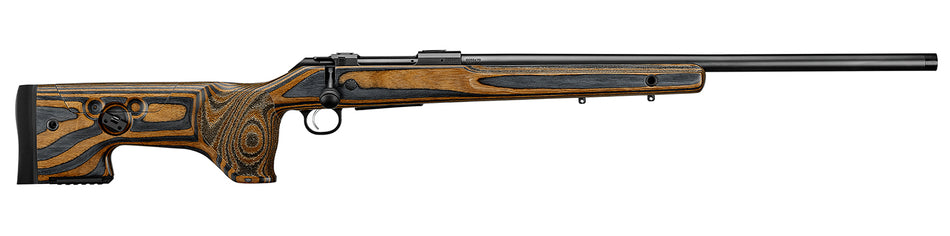 CZ-USA 07513 600+ Range 308 Win 5+1 24" Black Nitride Threaded Barrel, Black Nitride Steel Drilled & Tapped Receiver, Varnished Laminate Stock w/Adj Cheekrest