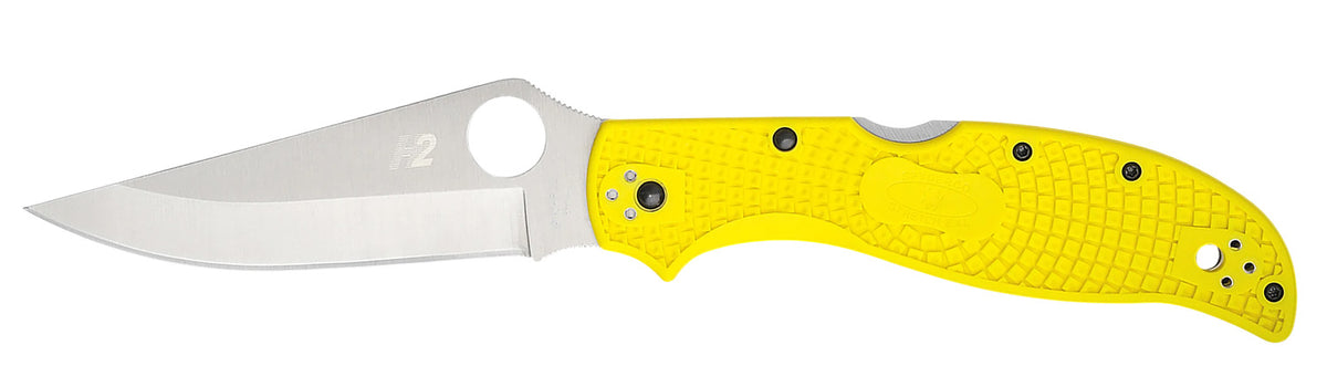 Spyderco Stretch 2 XL Lightweight 3.95" Plain H2 Steel Blade Folding Knife C258PYL Yellow FRN Handle