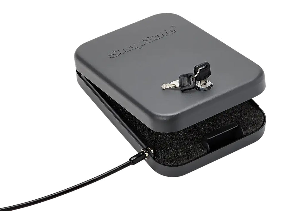 SnapSafe, Lock Box, Large, 9.5" x 6.5" x 1.75", Key Lock, 16 Gauge Steel, Cable Included, Black Finish