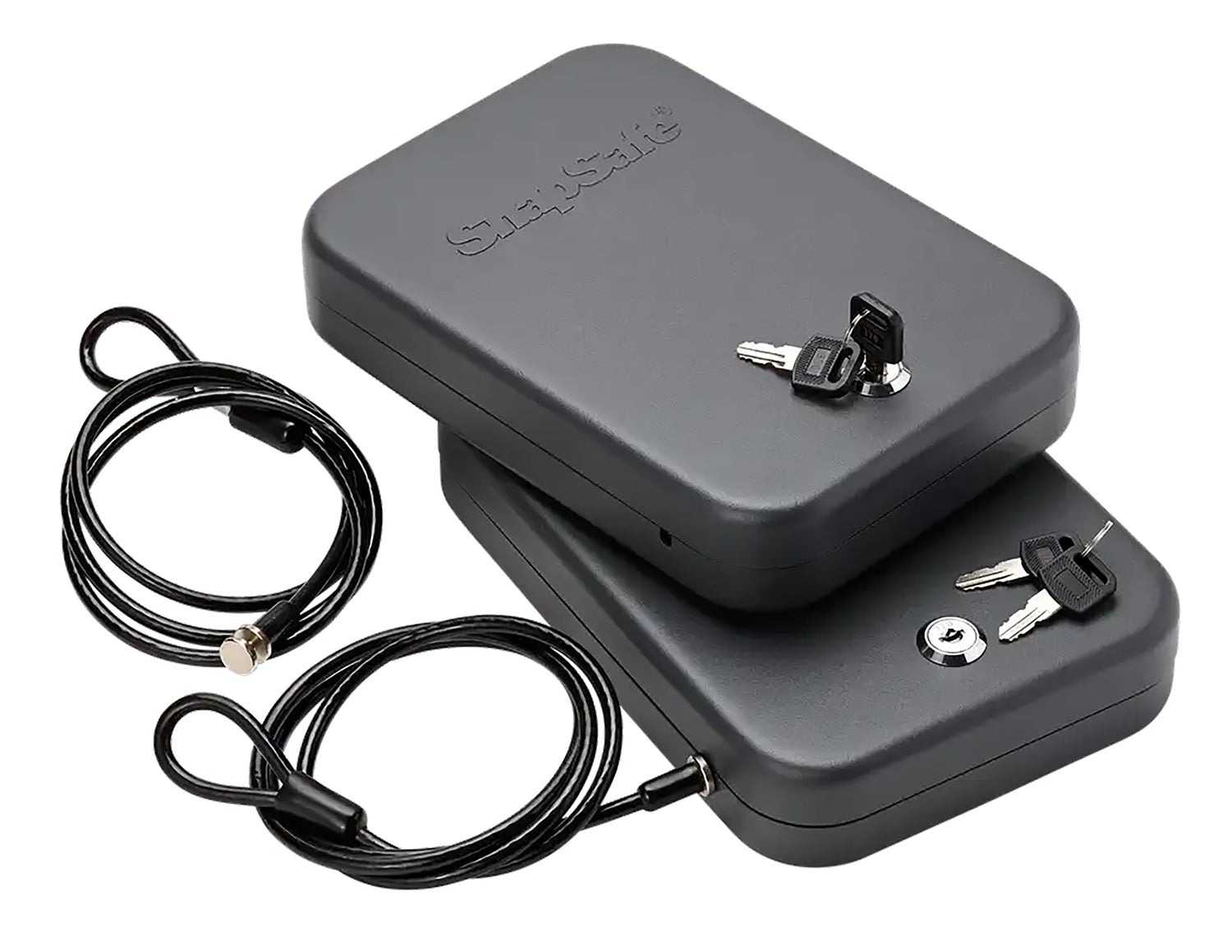 SnapSafe 75201 Lock Box Large Key Entry Black Steel with Security Cable 9.50" x 6.50" x 1.75" 2pk