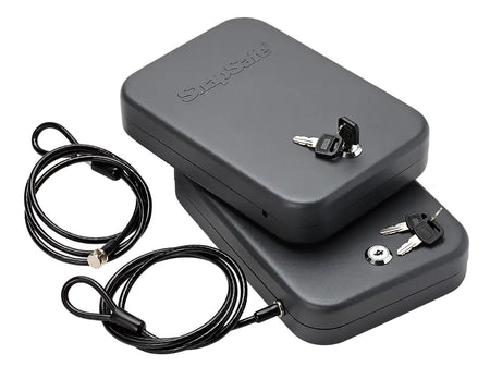 SnapSafe 75201 Lock Box Large Key Entry Black Steel with Security Cable 9.50" x 6.50" x 1.75" 2pk